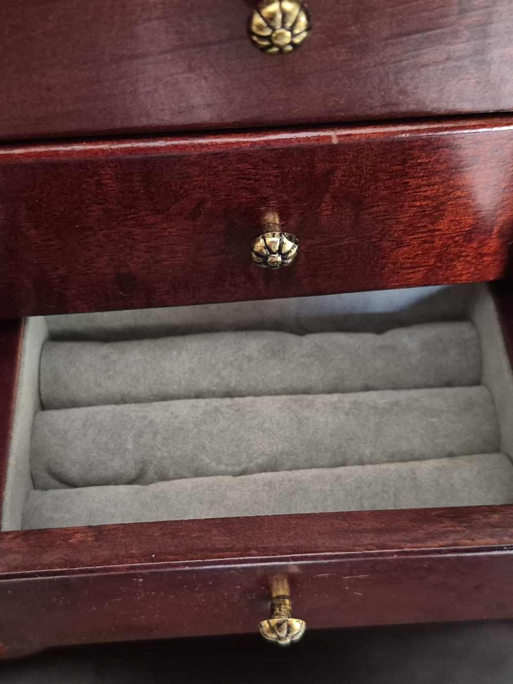 Classic Wooden Jewelry Box Cabinet in Dark Cherry - Picture 6 of 14